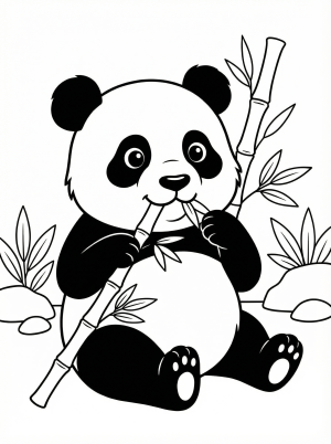 Adorable Panda Eating Bamboo