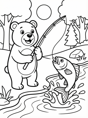 Friendly Bear Catching Fish