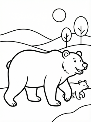 Mother Bear And Cub coloring page
