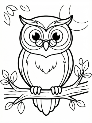 Wise Owl on a Tree Branch