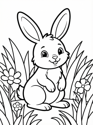 Bunny In Grass coloring page
