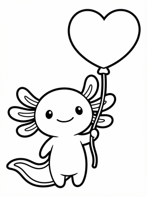 Cute Axolotl with Balloon