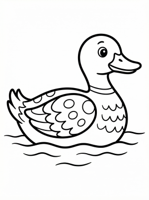 Detailed illustration of an anatomically correct duck with intricate feather patterns covering its body, ideal for coloring and learning about birds.
