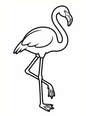 Outline of an anatomically correct flamingo showing its characteristic long, thin legs and visible webbed feet. The bird stands gracefully.