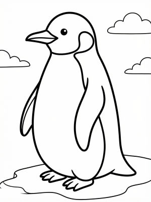 Anatomically correct side profile illustration of a penguin with a distinct beak, powerful flippers, and classic black and white tuxedo pattern.
