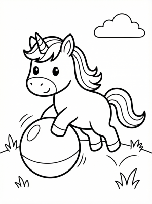 Baby Unicorn Playing coloring page