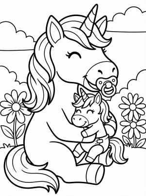 Tiny Unicorn With Pacifier coloring page