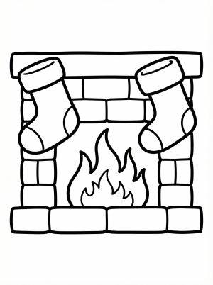 Stocking By Fireplace coloring page