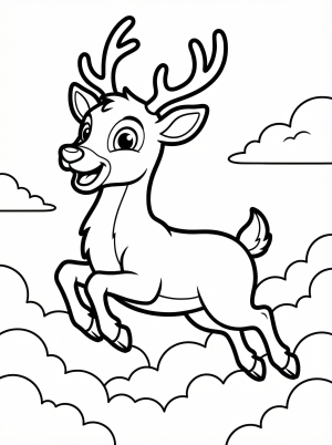 Flying Reindeer coloring page