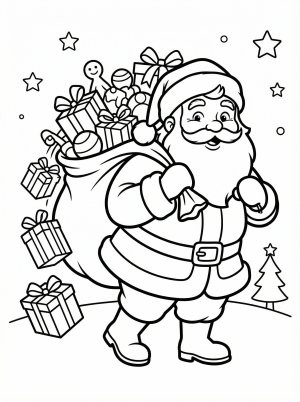 Santa With Gift Sack coloring page