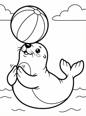 Kawaii Seal coloring page