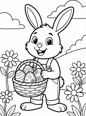 Easter Bunny With Basket coloring page