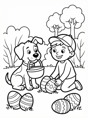 Egg hunt with a dog friend