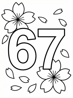 Number 67 With Blossoms