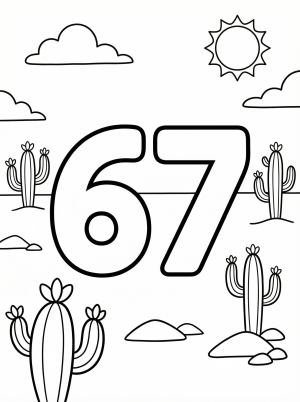 Number 67 With Cactus