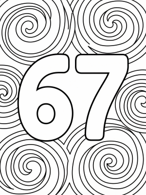 Number 67 With Swirls