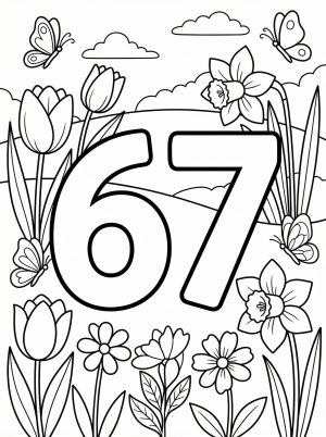 Number 67 With Tulips