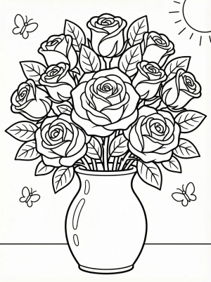 Rose Bouquet coloring page