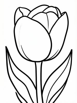 Free printable coloring page showing a tulip close up, perfect for kids to practice color choices and fine motor skills