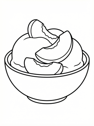 Peach ice cream with slices