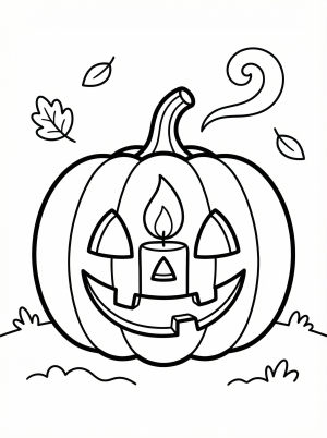 Pumpkin With Candle coloring page