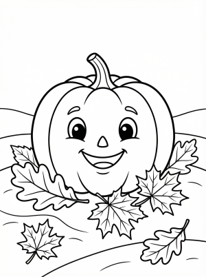 Pumpkin With Leaves coloring page