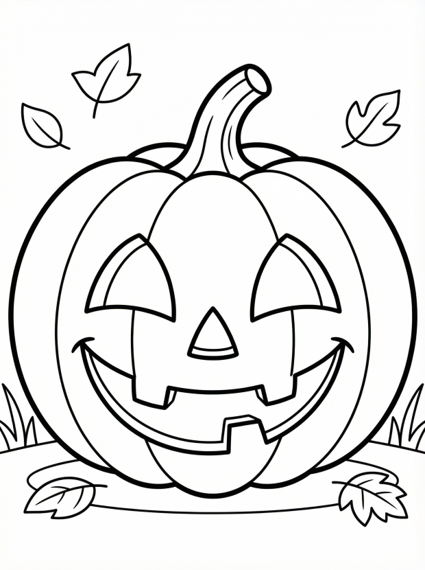 Free printable coloring page showing a smiling Jack O Lantern pumpkin, perfect for kids to practice coloring and imaginative play