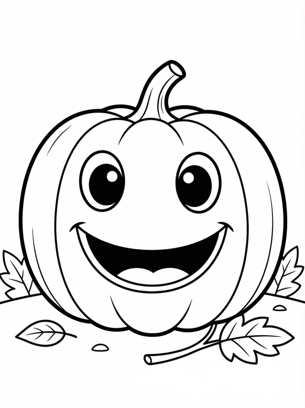 Free printable coloring page showing a smiling pumpkin face, perfect for kids to practice coloring and have seasonal fun