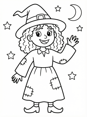 Friendly Witch coloring page