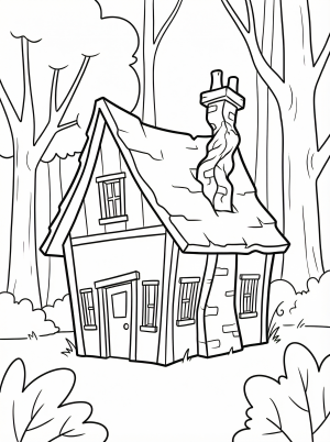 Witch House coloring page