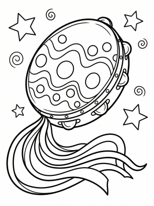 A decorative tambourine featuring a star of david design and a joyful, flowing array of ribbons in various lengths. It represents Miriam's song of celebration.