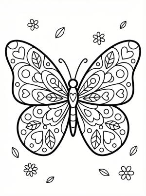Free printable coloring page showing a detailed butterfly mandala, perfect for kids to practice focus and creativity