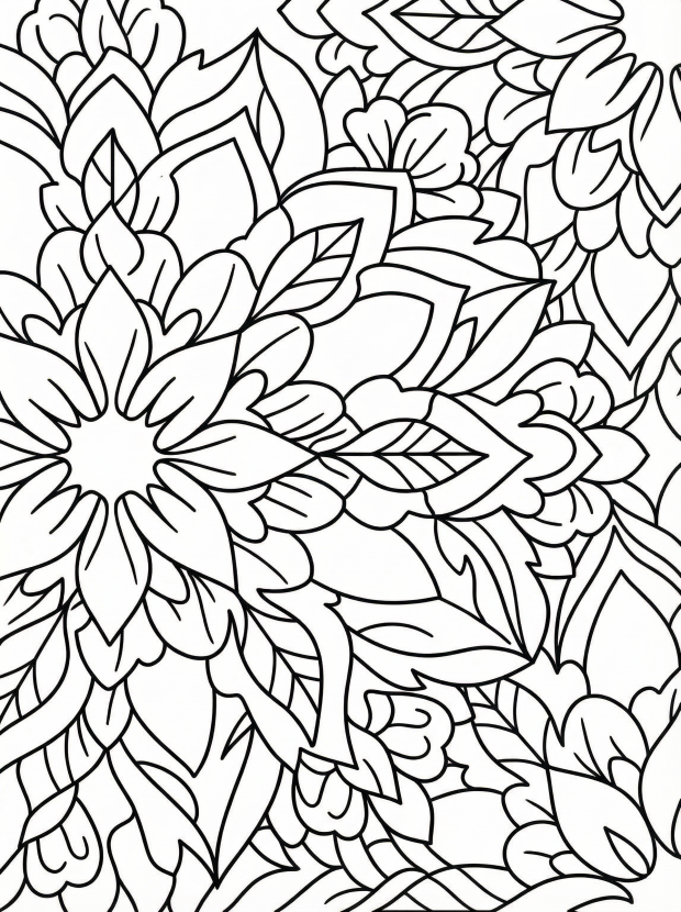 Free printable coloring page showing a detailed leaf mandala, perfect for kids to practice focus and creativity