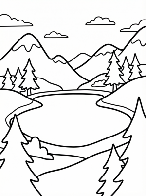Mountain Lake coloring page