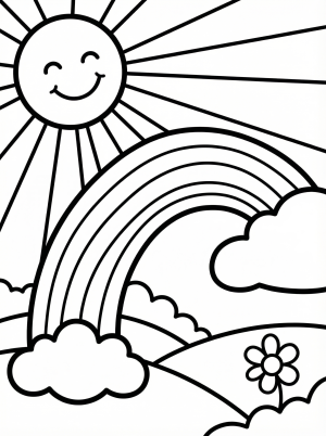 Rainbow And Sun coloring page