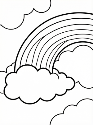 Rainbow With Clouds coloring page