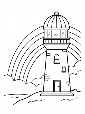 Rainbow with a lighthouse