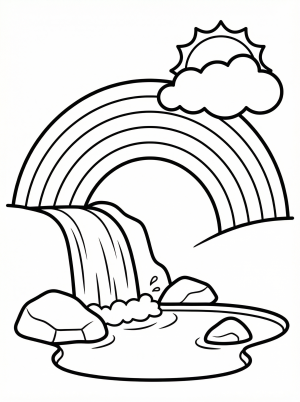 Rainbow with a waterfall