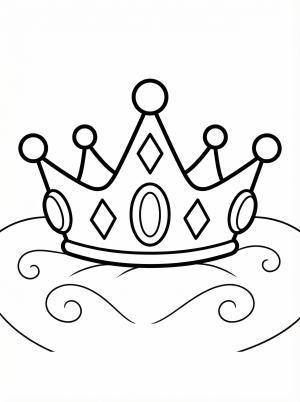 Free printable coloring page showing a princess crown with jewels, perfect for kids to practice coloring and creativity
