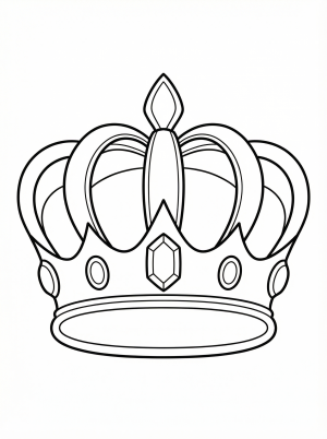 Free printable coloring page showing a simple crown with jewels, perfect for kids to practice coloring and creativity