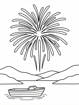 Fireworks over a lake
