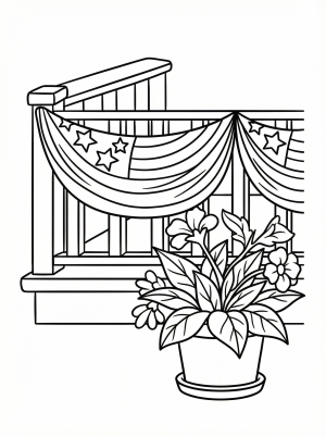 Patriotic bunting on a porch