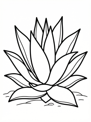 Clear black and white line art coloring page featuring a detailed agave plant with spiky leaves, professionally designed for printing enjoyment.