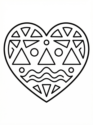 Clear black and white line art coloring page featuring a decorative papel picado heart design with intricate cutouts, perfect for creative expression.