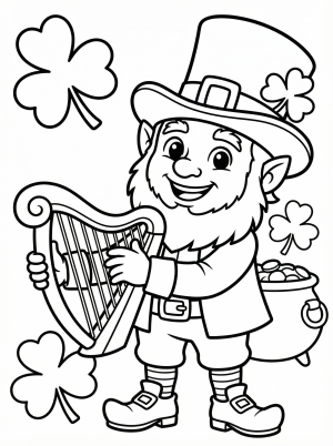 Leprechaun Playing Harp