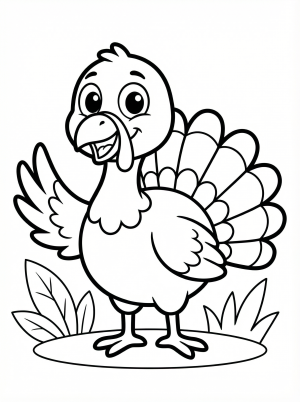 Cartoon Turkey Waving coloring page
