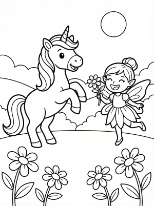 Unicorn and Fairy Friends coloring page