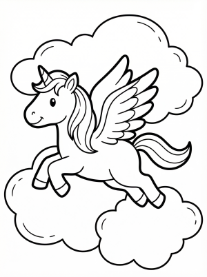 Winged Unicorn Flying High