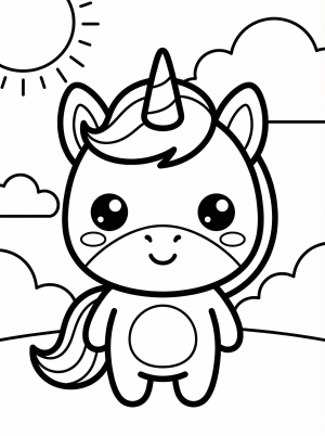 Tiny Kawaii Unicorn coloring page