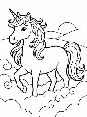 Detailed Unicorn in Mist coloring page